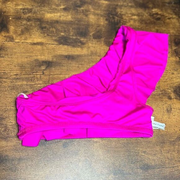 Trina Turk Swim Women's One Shoulder Ruffle Bandeau Swim in Hot Pink. Sz 4. NWT! - Picture 6 of 12